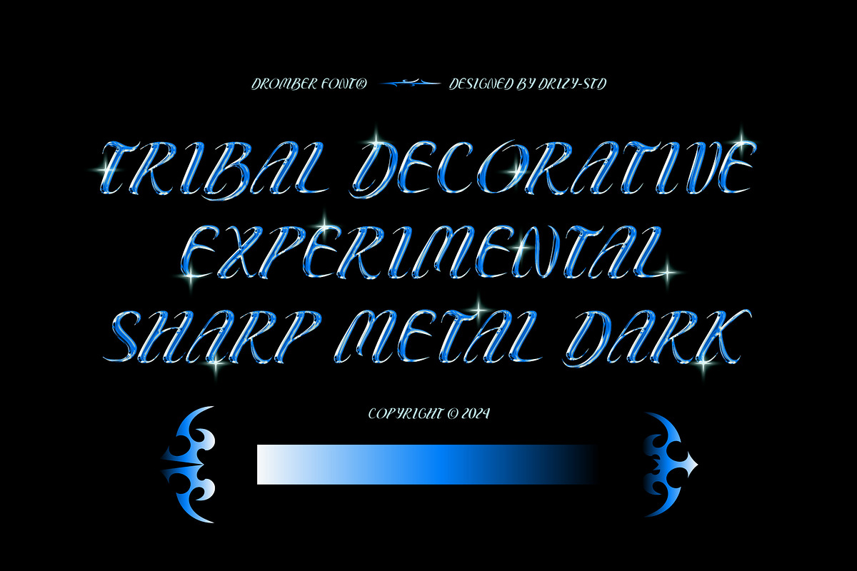 Dromber - Experimental Tribal Font, a Sans Serif Font by Drizy (Photo 3 of 10)