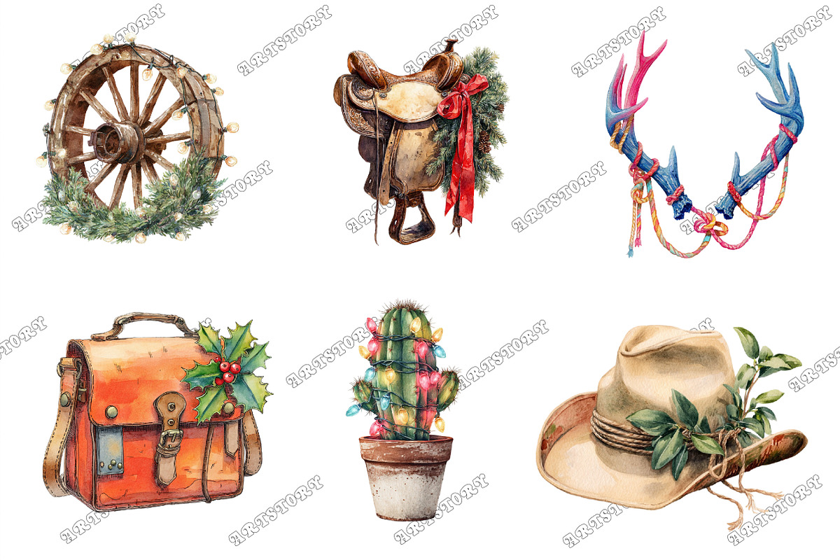 Western Cowboy Christmas Clipart, a Graphic by designcity5 (Photo 2 of 5)