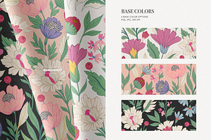 Silk Botanical Pattern And Flowers