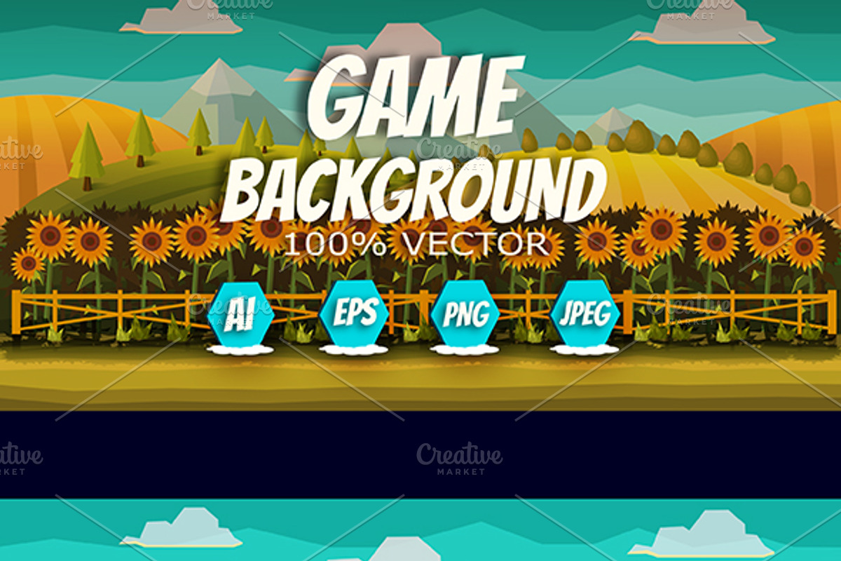 Sunflowers Cartoon Background, an Illustration by 2dvillShop (Photo 2 of 2)