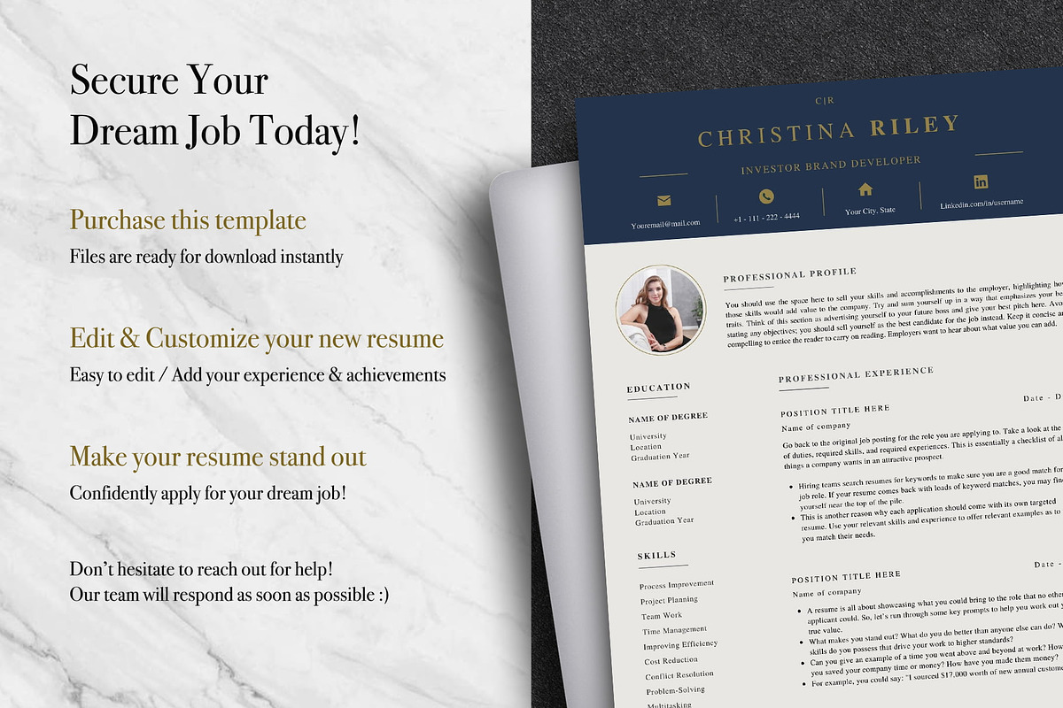 Executive CV Template Pack | Canva, a Resume Template by Lux Resume (Photo 9 of 9)