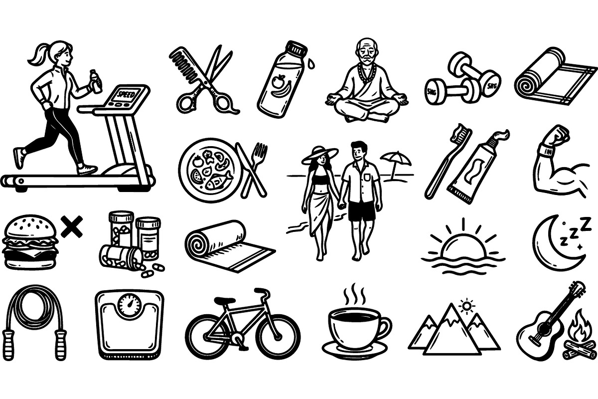 Healthy Lifestyle Icon Set, an Illustration by designvectx (Photo 2 of 3)