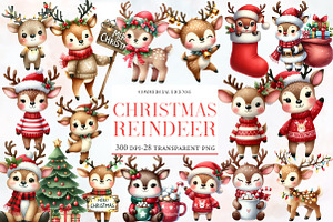 Cute Christmas Reindeer Clipart, an Illustration by Designworld