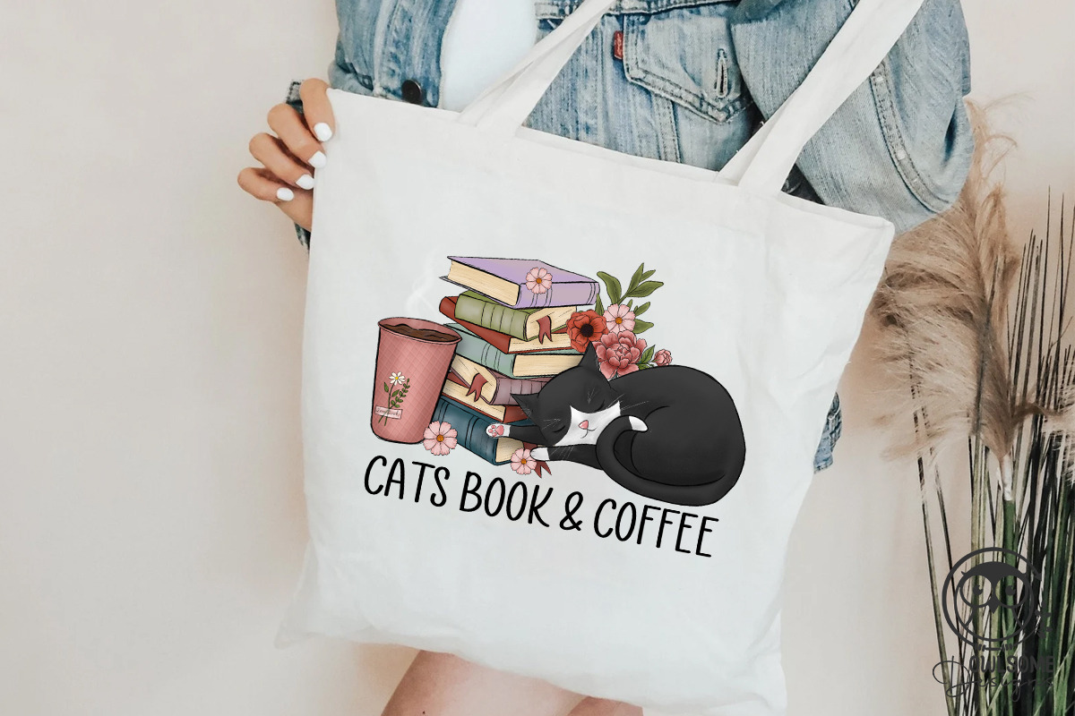 Cats Book And Coffee Png Sublimation, a Graphic by Owlsome.Designs (Photo 3 of 5)