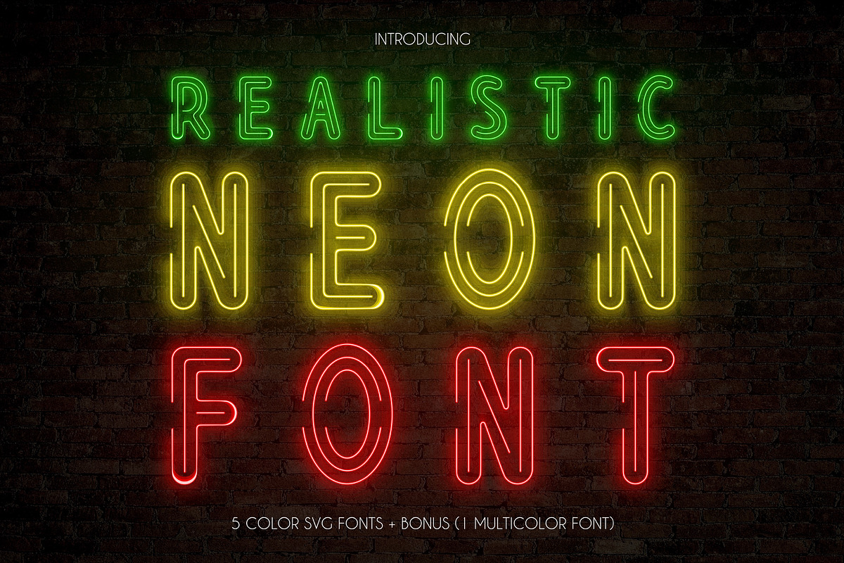Realistic Neon SVG Font Pack