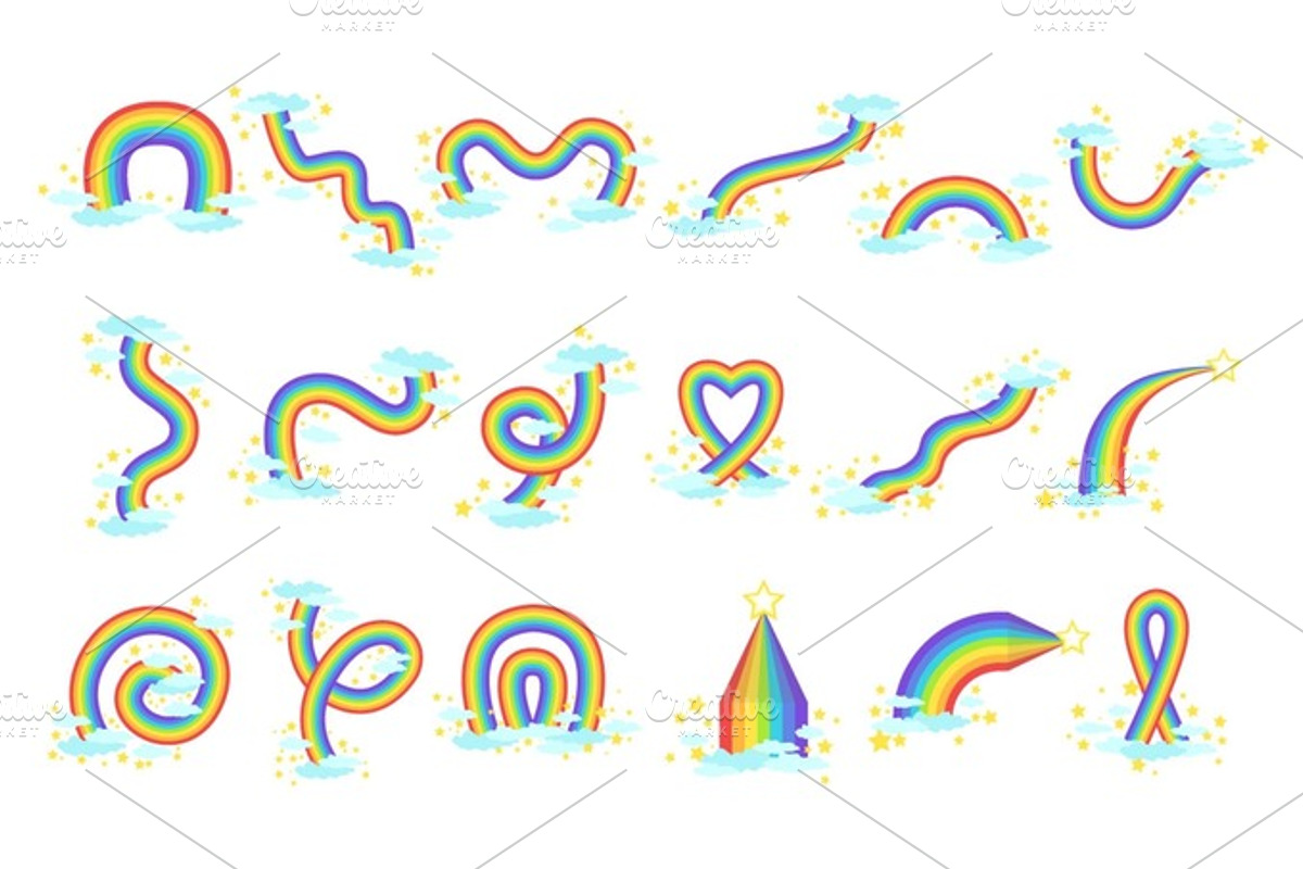 Differen Shape Rainbows Set of Icons, a Decorative Illustration by TopVectors