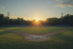 Baseball diamond illuminated by sun, a Photo by Pavel_design