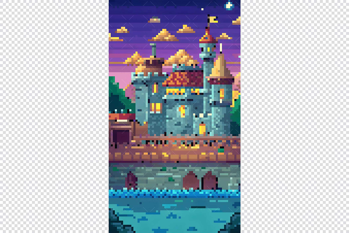 Castle Pixel Art Background, a Background Graphic by minhm2m (Photo 12 of 12)