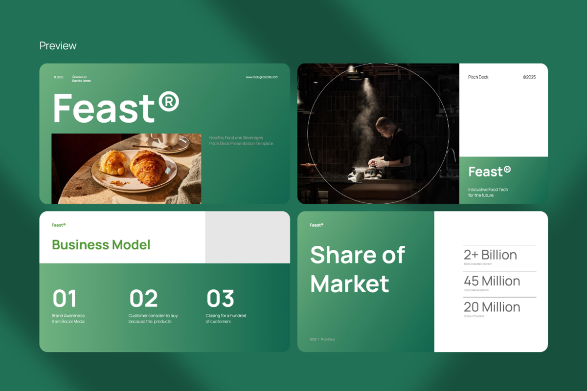 Feast Startup Pitch Deck PPT Canva, a Presentation Template by Unich Design Bureau (Photo 11 of 11)