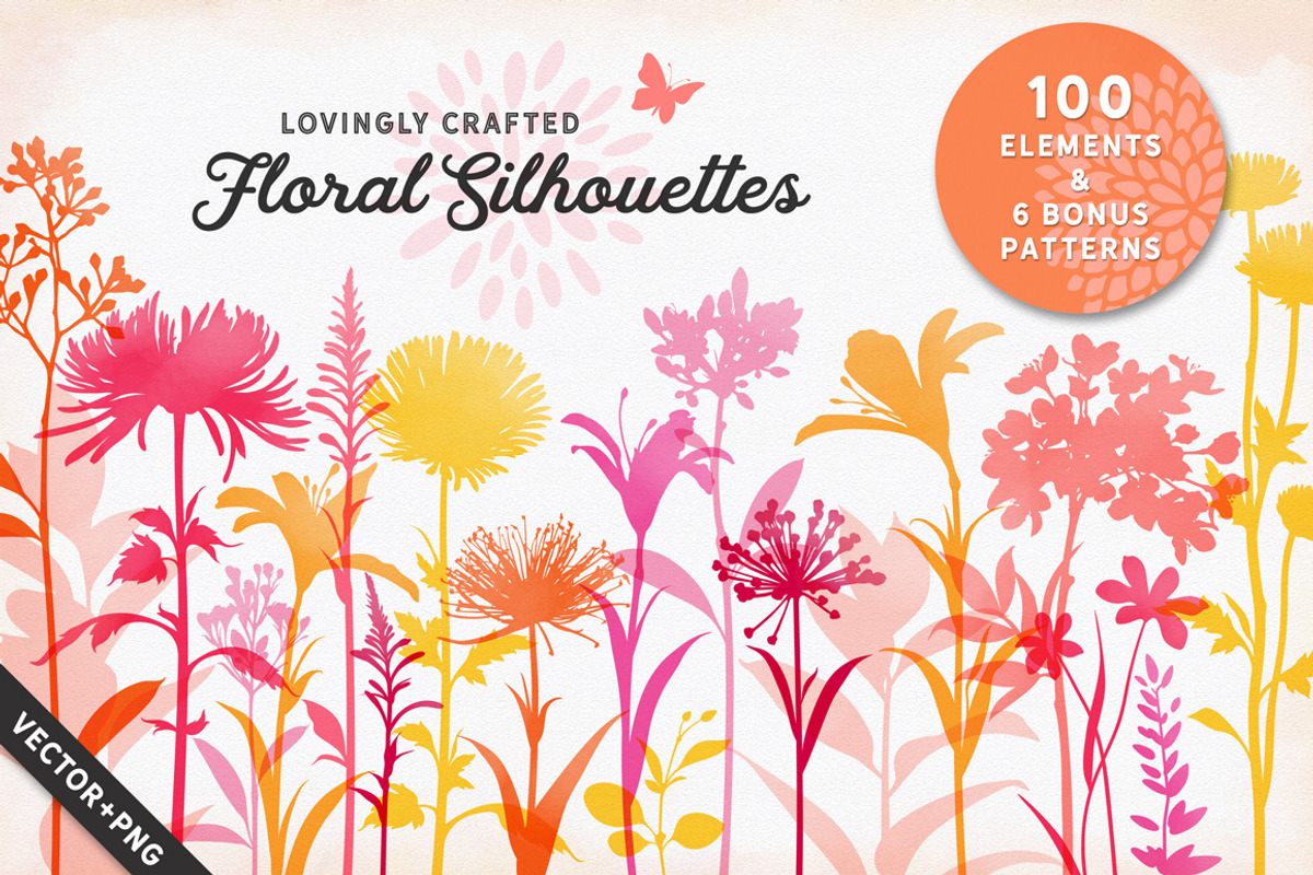 100 Flower Silhouettes, a Background Graphic by Mxtama (Photo 1 of 11)