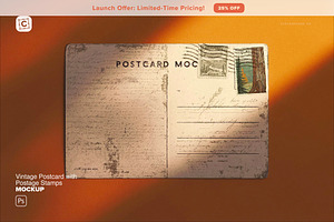 Vintage Postcard with Postage Stamps