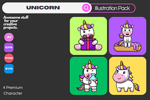 Cute Unicorn Cartoon Vector Icons, an Animal Illustration by Artstorystudio