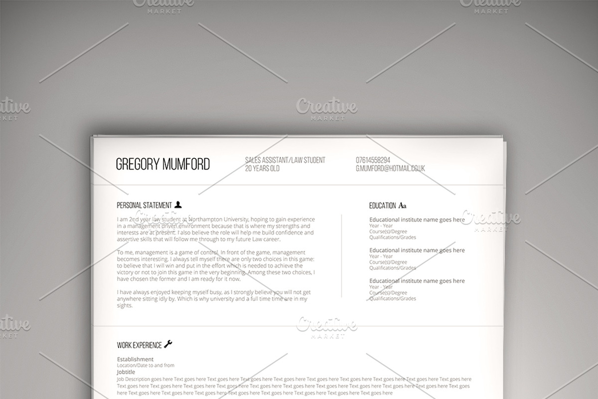 The Professional CV (PSD + WORD DOC), a Resume Template by Valeur Design (Photo 1 of 5)