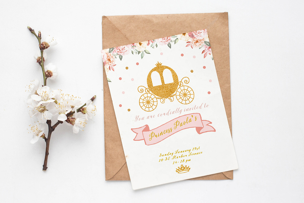 Princess Carriage Invitation, an Invitation Template by mpcprintables (Photo 1 of 3)