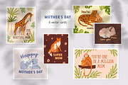 Happy Mothers day cards with animals, a Background Graphic by Good Studio (Thumbnail 1 of 10)