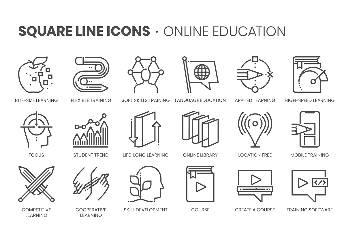 Square line icons, an Outline Icon by Howcolour (Photo 57 of 85)