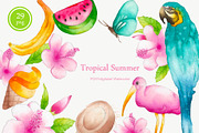 Watercolor summer tropical clipart, an Illustration by FOXYdigitalart (Thumbnail 5 of 5)