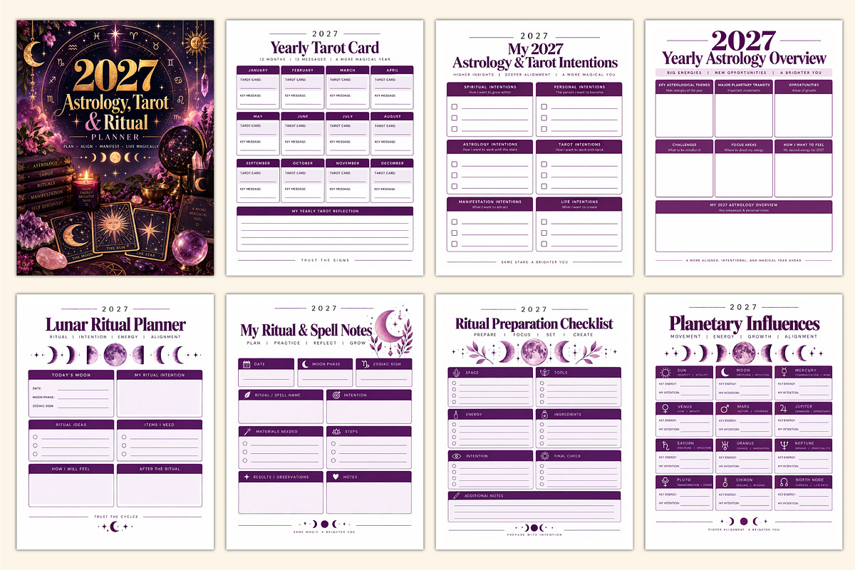 2027 Astrology,Tarot Ritual Planner, a Stationery Template by Shumaya (Photo 2 of 5)