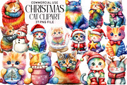 Rainbow Christmas Cat Clipart, an Illustration by Daily.Designs (Thumbnail 1 of 5)