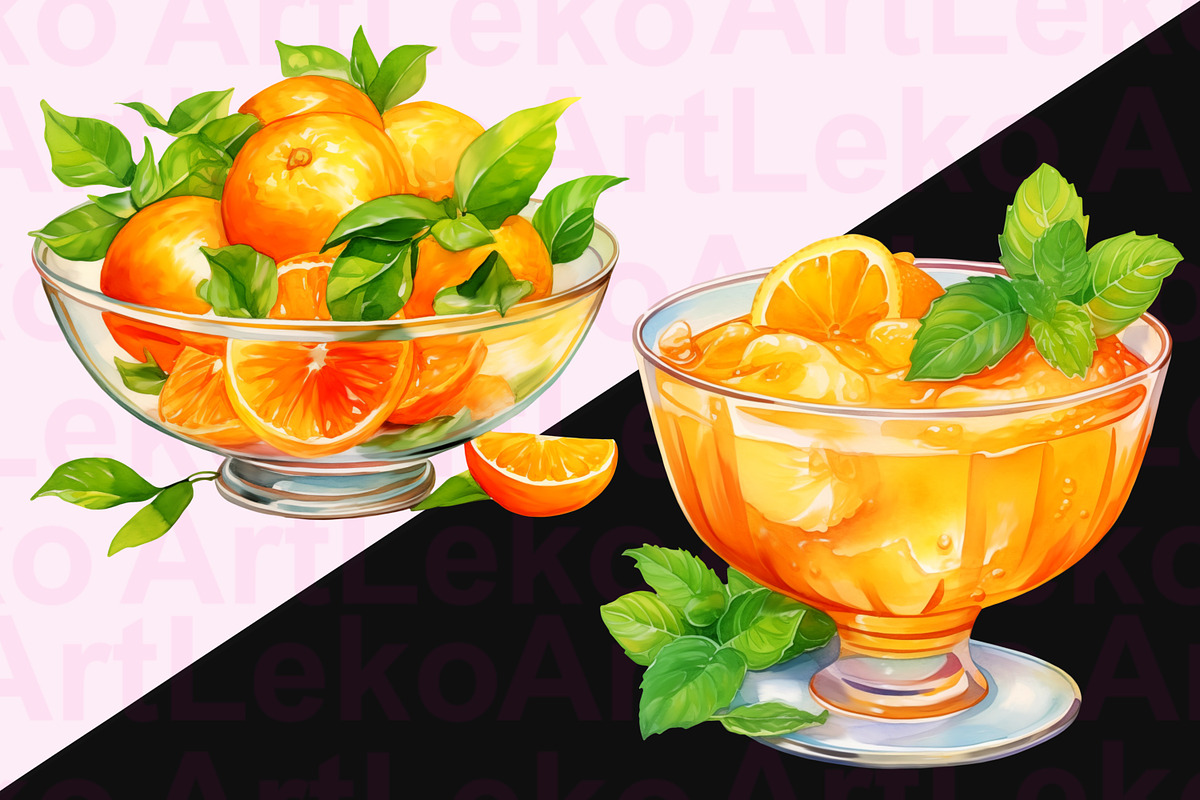 Oranges Watercolor Clipart, a Food Illustration by LekoArt (Photo 8 of 10)