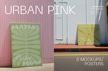 Urban Pink Poster Mockup Bundle, a Mockup by Goodies.Buro