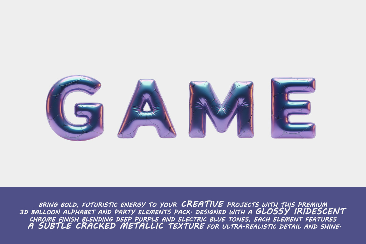 Cyber Party 3D Alphabet –Iridescent, an Illustration by 3d_model_tifotizi (Photo 4 of 4)
