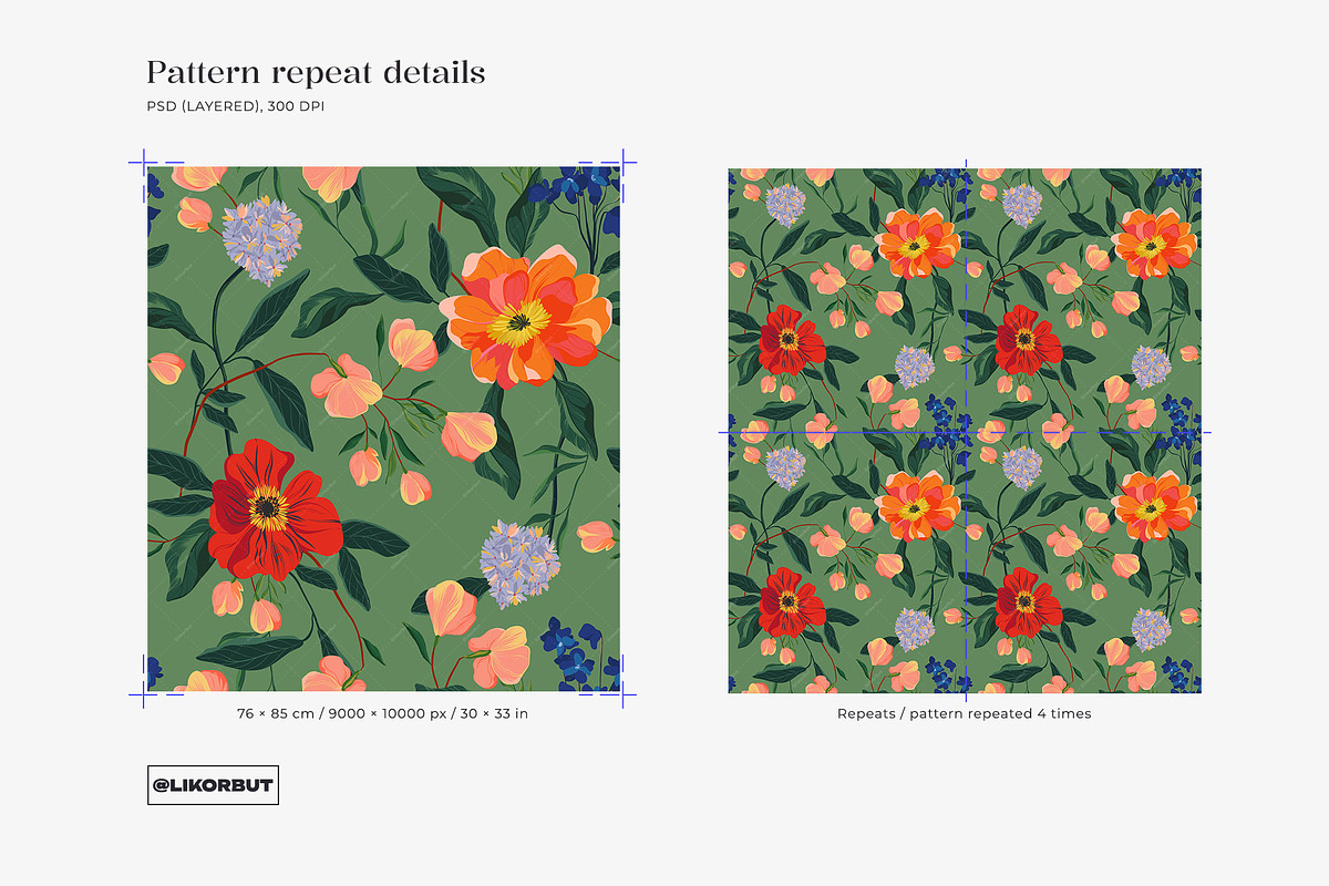 Vibe Lush Nature Floral Pattern, a Pattern Graphic by likorbut (Photo 5 of 12)