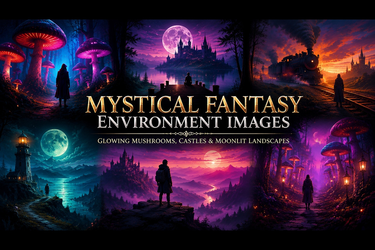 Mystical Landscapes Magic Forest Art, a Wallpaper Graphic by Premium Digital Templates (Photo 2 of 3)