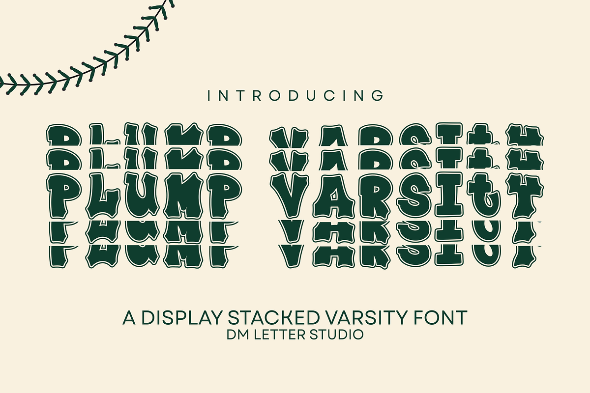 Plump Varsity Stacked, a Serif Font by Dm Studio (Photo 1 of 9)