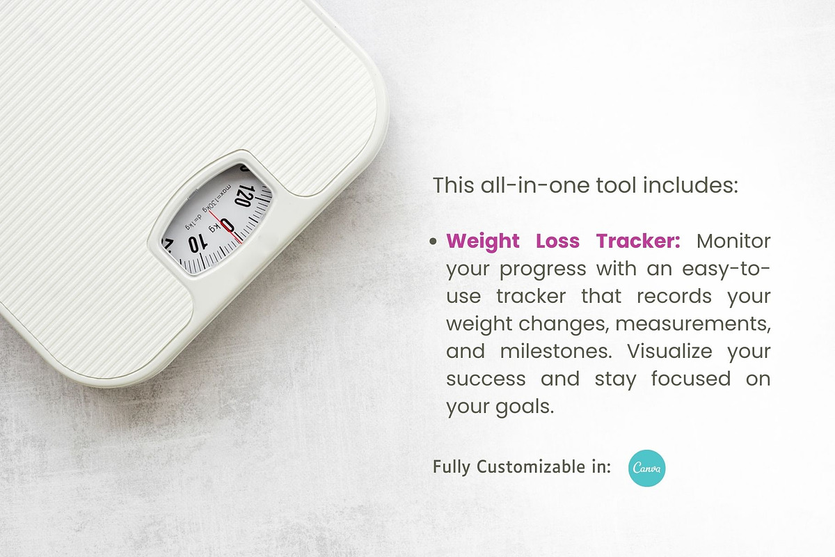 Weight Loss Planner Canva Template, a Templates & Theme by cmatworks (Photo 3 of 7)