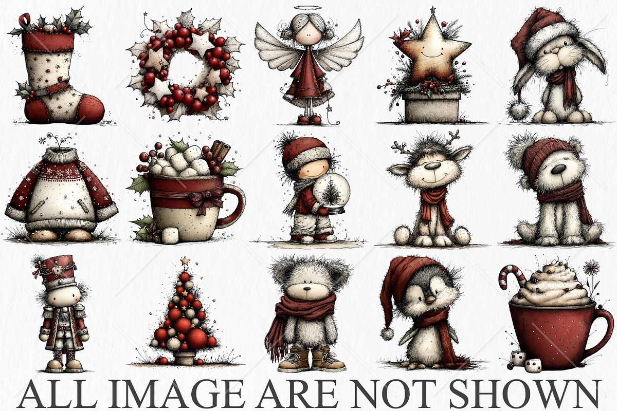 Whimsical Christmas Clipart Bundle, a Seasonal Illustration by Canvas Craft (Photo 3 of 10)