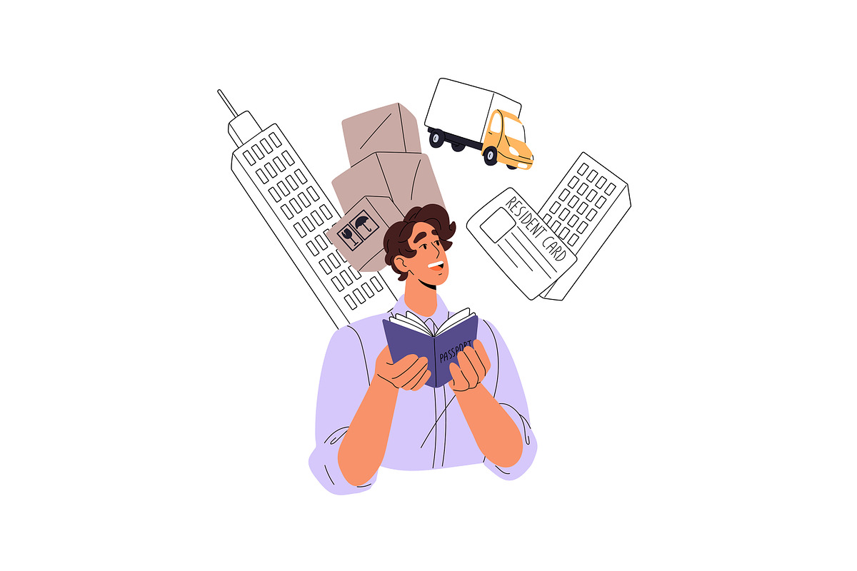Residence permit, migration concept, a Person Illustration by PaperTrident (Photo 6 of 9)