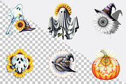 Witchy Sunflower Ghost Halloween Cli, an Illustration by SVGArt (Thumbnail 7 of 8)