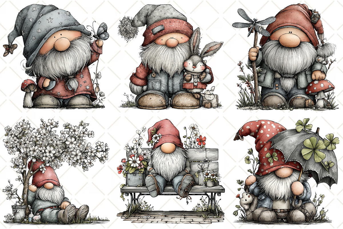 Whimsical Silver Spring Gnome, an Illustration by Black Bird Studio (Photo 3 of 5)