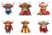 Christmas Highland Cow Clipart, an Illustration by designcity5 (Thumbnail 3 of 5)