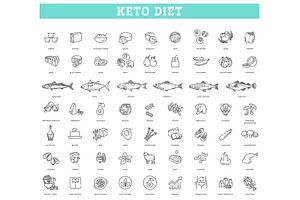Ketogenic Diet Icons, a Food Illustration by Tettygreen