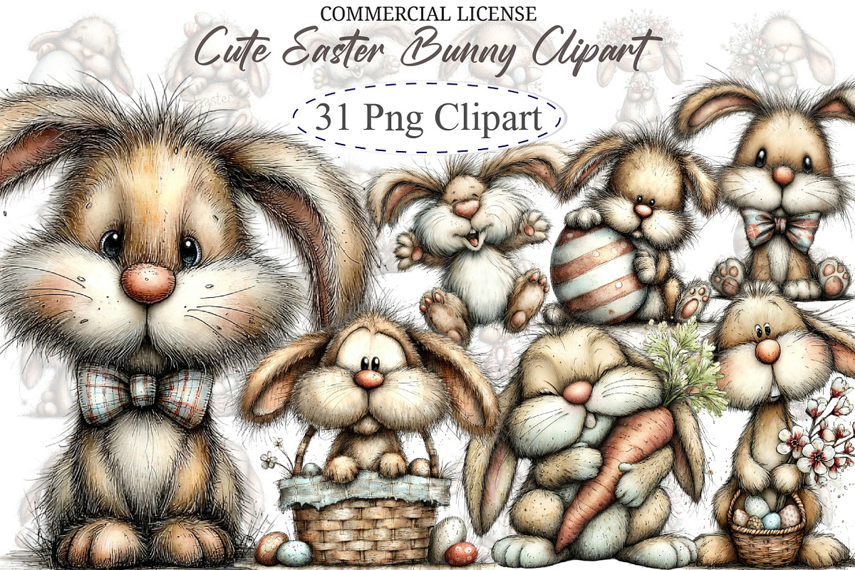Cute Easter Clipart Bunny Png, an Illustration by designcity5 (Photo 1 of 5)