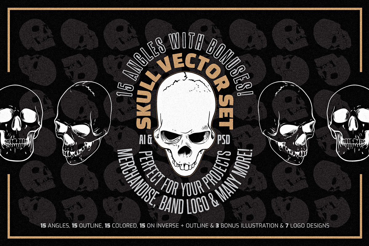 Skull Vector Set, an Illustration by Juru Rancang Graphic (Photo 1 of 5)