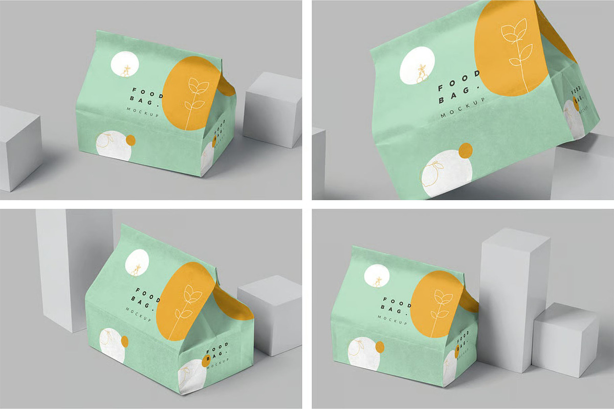 Paper Food Bag Mockups, a Packaging Mockup by megostudi0 (Photo 1 of 6)