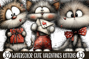 Watercolor Cute Valentines Kittens, an Illustration by Designking (Thumbnail 1 of 5)