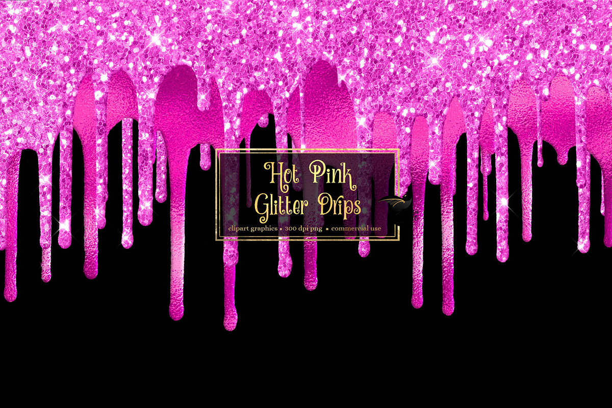 Hot Pink Glitter Drips Overlays, an Illustration by Digital Curio (Photo 1 of 3)