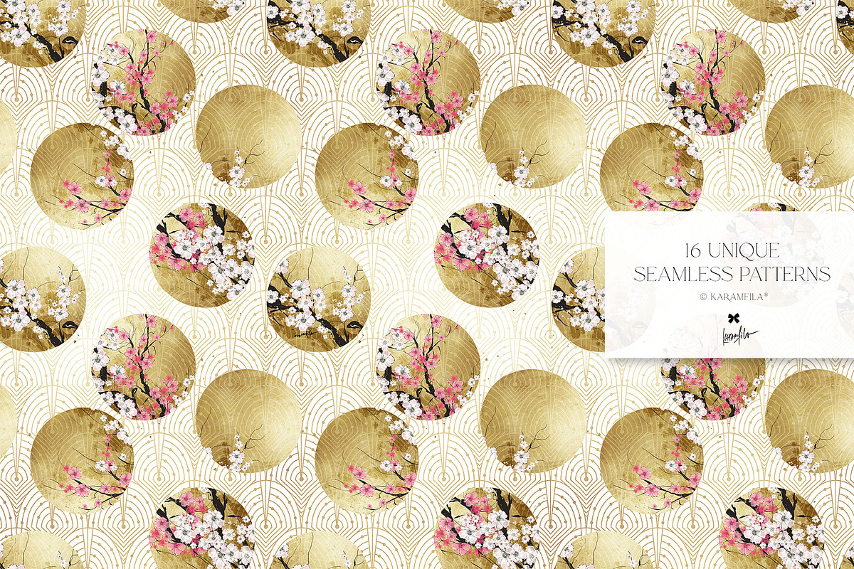 Cherry Blossoms Japanese Patterns, a Pattern Graphic by KaramfilaS (Photo 6 of 23)