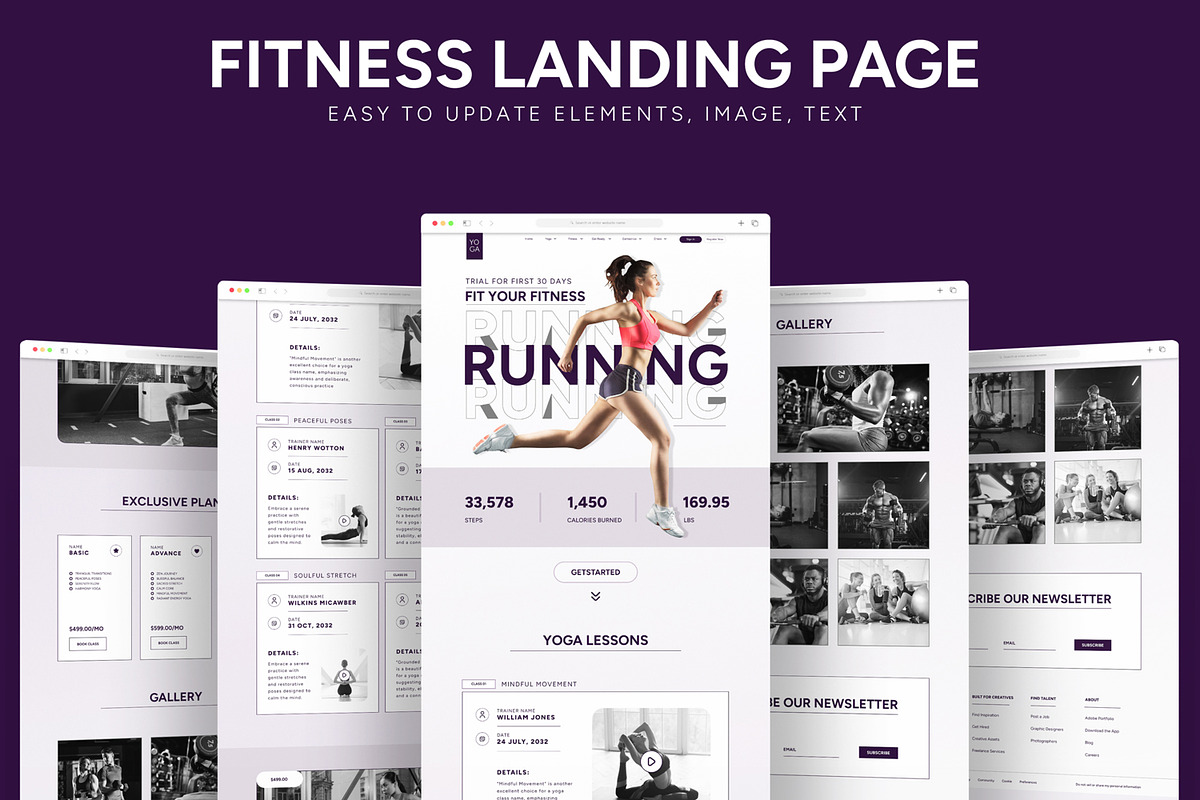 Fitness Landing Page Template, an UI Kit Template by CreativeShaper (Photo 1 of 6)