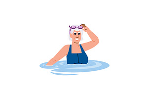 Senior woman enjoying swimming pool, a Sport Illustration by pikepicture