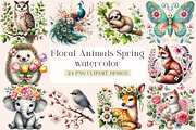 Floral Animals Clipart, Spring Clipa, an Illustration by DreamArtGraphic (Thumbnail 1 of 5)