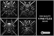 Skull Samurai Helmet Katana Swords, a Background Graphic by LaseredNinja (Thumbnail 1 of 7)