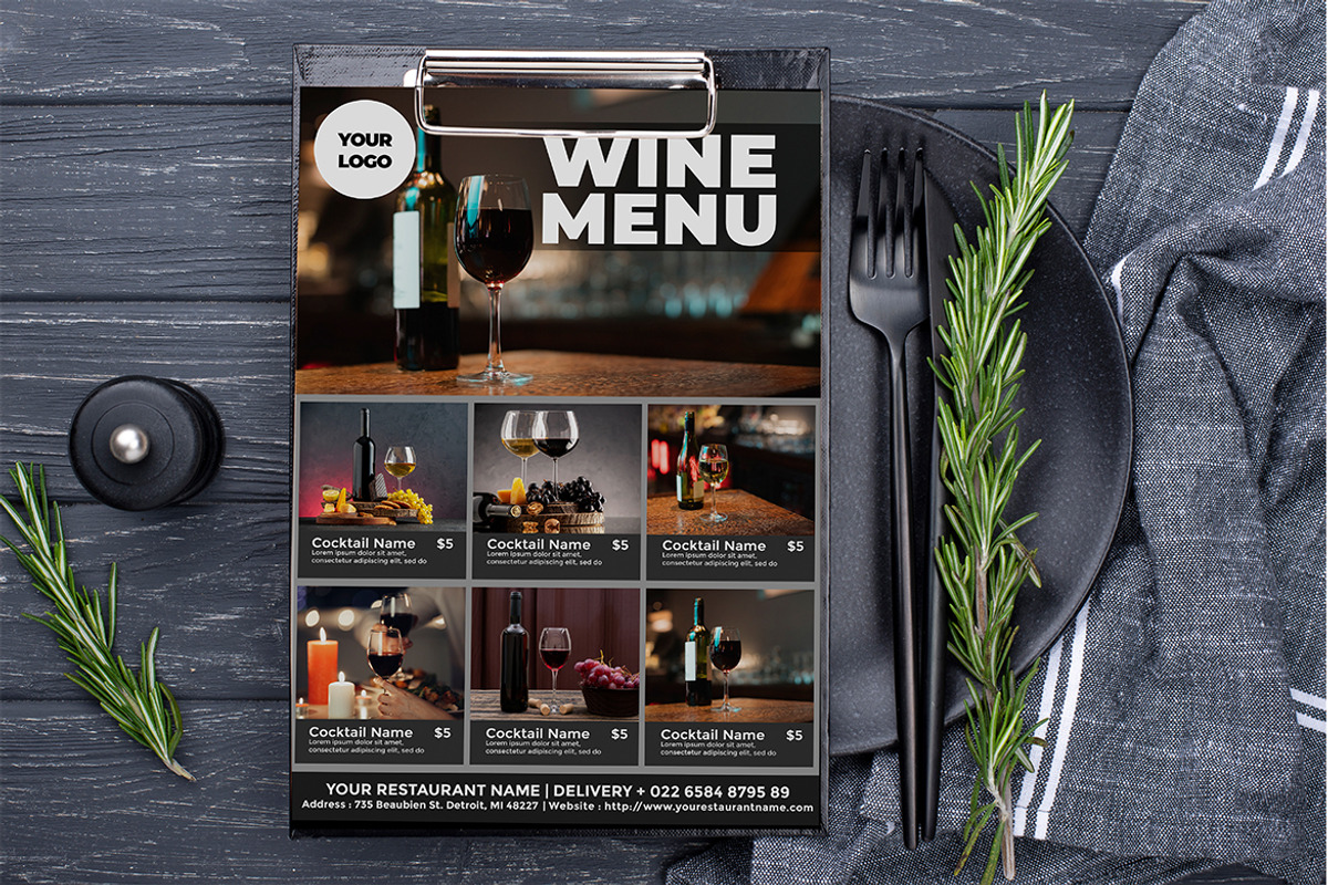Wine Menu flyer, a Flyer Template by imadeDesign (Photo 3 of 3)