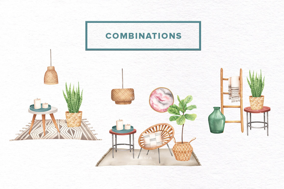 Watercolor Home Decor Set, an Object Graphic by Kotulska (Photo 4 of 7)