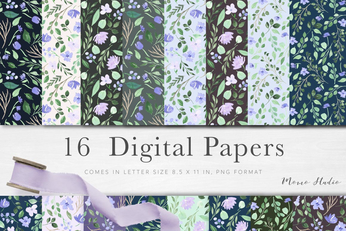 Violet Florals & Greenery Leaves, an Illustration by Momo Studio (Photo 14 of 19)