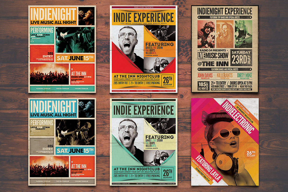 12 Indie Flyers Bundle + FB Covers, a Flyer Template by Graphicdome (Photo 4 of 5)